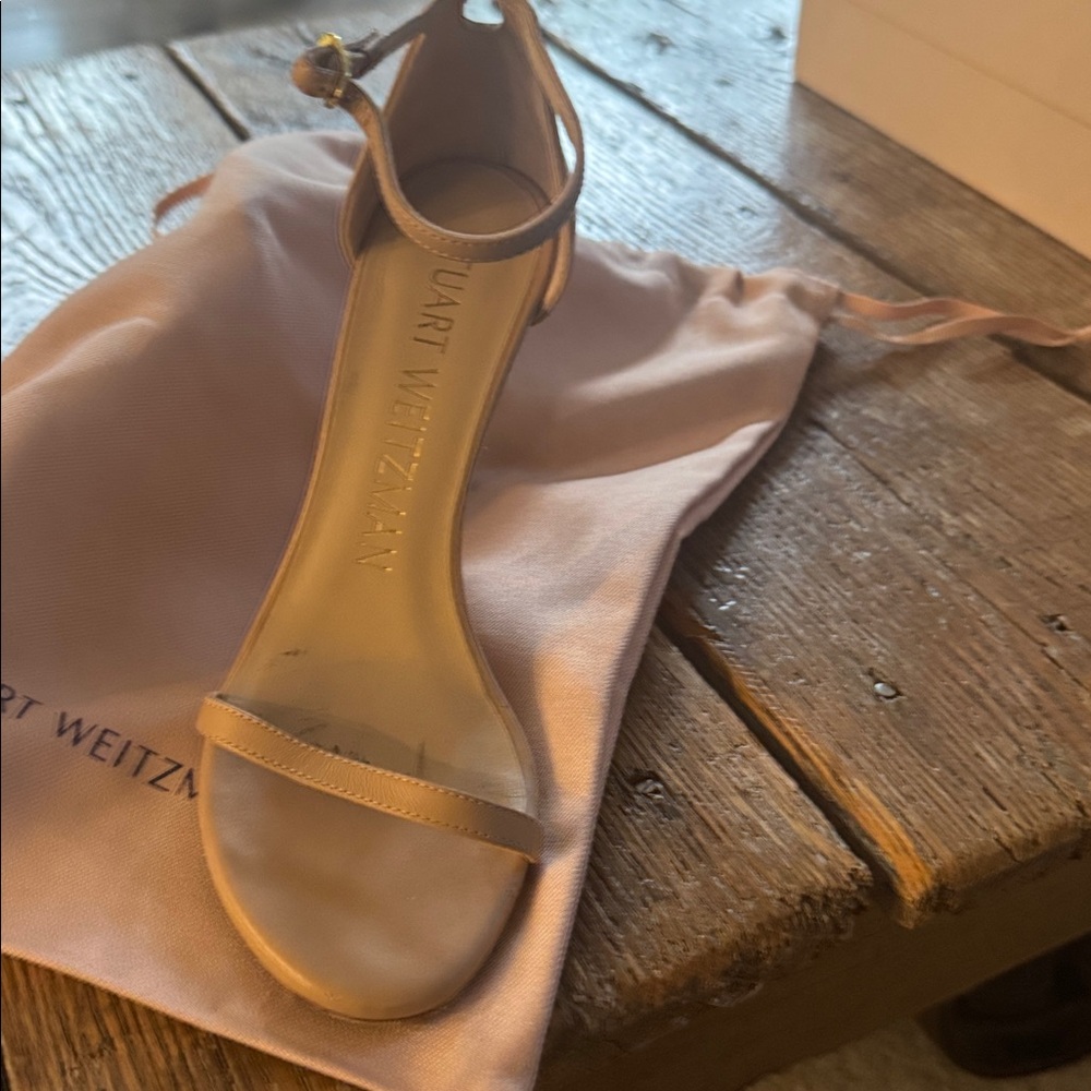 Stuart Weitzman Beige Ankle Strap Sandals